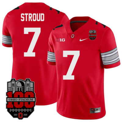 C.J. Stroud Ohio State Buckeyes College Football 100th Anniversary Scarlet Alumi Jersey - All Stitched