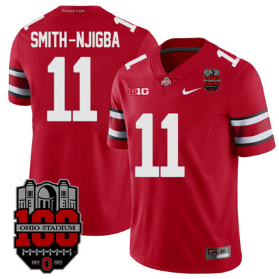 Jaxon Smith-Njigba Ohio State Buckeyes College Football 100th Anniversary Scarlet Jersey - All Stitched