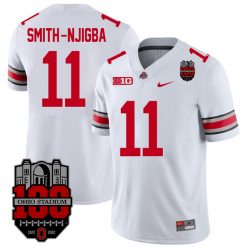 Jaxon Smith-Njigba Ohio State Buckeyes College Football 100th Anniversary White Jersey - All Stitched