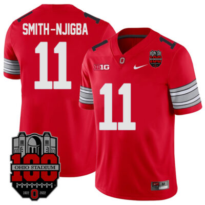 Jaxon Smith-Njigba Ohio State Buckeyes College Football 100th Anniversary Scarlet Alumi Jersey - All Stitched