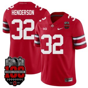 TreVeyon Henderson Ohio State Buckeyes College Football 100th Anniversary Scarlet Jersey - All Stitched