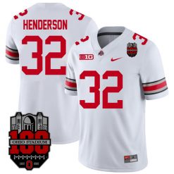 TreVeyon Henderson Ohio State Buckeyes College Football 100th Anniversary White Jersey - All Stitched