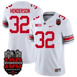 TreVeyon Henderson Ohio State Buckeyes College Football 100th Anniversary White Jersey - All Stitched