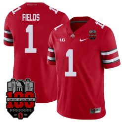 Justin Fields Ohio State Buckeyes College Football 100th Anniversary Scarlet Jersey - All Stitched