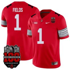 Justin Fields Ohio State Buckeyes College Football 100th Anniversary Scarlet Alumi Jersey - All Stitched
