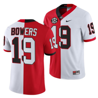 Alternative view of Georgia Bulldogs College Football Red White Split Edition Jersey - All Stitched