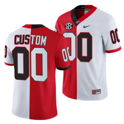 Georgia Bulldogs College Football Red White Split Edition Custom Jersey - All Stitched