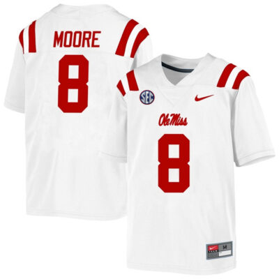 Elijah Moore Ole Miss Rebels College Football Jersey - White