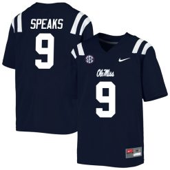 Breeland Speaks Ole Miss Rebels College Football Jersey - Navy