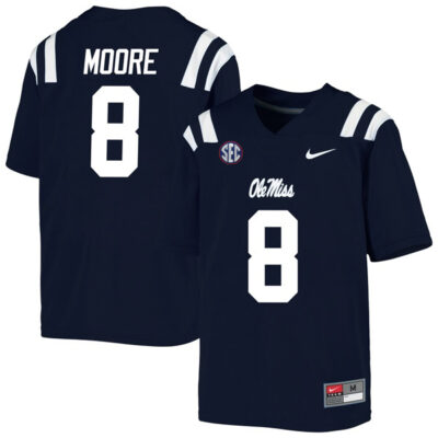 Elijah Moore Ole Miss Rebels College Football Jersey - Navy