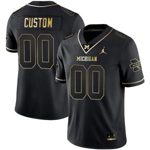 Michigan Wolverines College Football Custom Stitched Jersey – Black Gold
