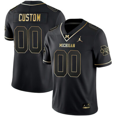 Michigan Wolverines College Football Custom Stitched Jersey – Black Gold