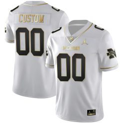 Michigan Wolverines College Football Custom Stitched Jersey – White Gold