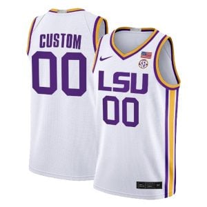 LSU Tigers College Basketball SEC Patch Custom Stitched Jersey - White
