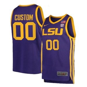 LSU Tigers College Basketball SEC Patch Custom Stitched Jersey - Purple