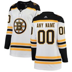 Women's Boston Bruins White Away Custom Jersey Patch Collection - All Stitched