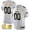 Philadelphia Eagles Super Bowl LVII White Gold Vapor Limited Custom Jersey - All Stitched