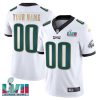 Philadelphia Eagles Super Bowl LVII White Gold Trim Vapor Custom Limited Custom Jersey - All Stitched