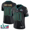 Philadelphia Eagles Super Bowl LVII Black Gold Trim Vapor Limited Custom Jersey - All Stitched