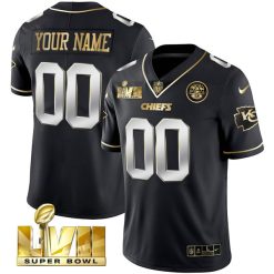 Kansas City Chiefs Super Bowl LVII Black Gold Vapor Limited Custom Jersey - All Stitched