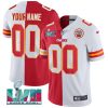 Kansas City Chiefs Super Bowl LVII Red/ White Split Vapor Limited Custom Jersey - All Stitched