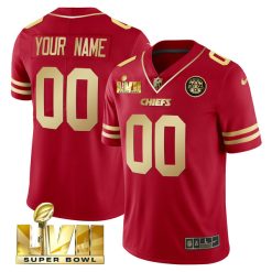Kansas City Chiefs Super Bowl LVII Red Gold Vapor Limited Custom Jersey - All Stitched