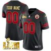 Kansas City Chiefs Super Bowl LVII Black Gold Trim Vapor Limited Custom Jersey - All Stitched