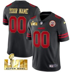 Kansas City Chiefs Super Bowl LVII Black Gold Trim Vapor Limited Custom Jersey - All Stitched