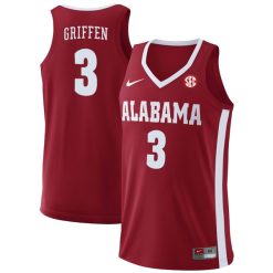 Rylan Griffen #3 Alabama Crimson Tide College Basketball Crimson Game Jersey - All Stitched