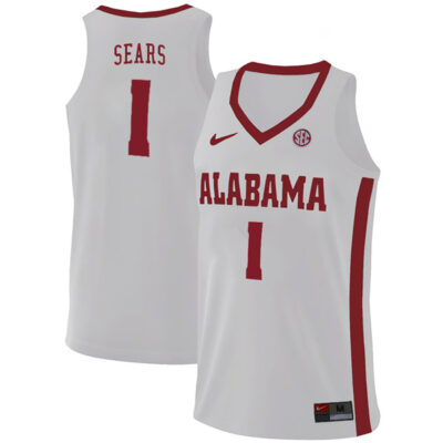 Mark Sears #1 Alabama Crimson Tide College Basketball Crimson White Jersey - All Stitched