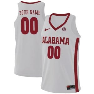Alabama Crimson Tide College Basketball Custom White Game Jersey - All Stitched