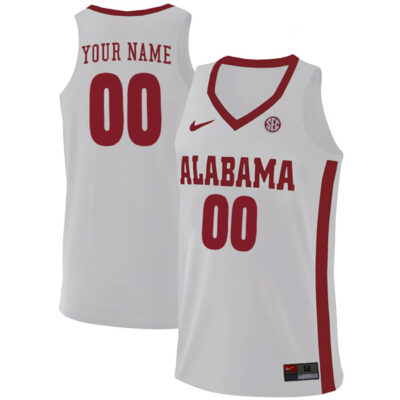 Alabama Crimson Tide College Basketball Custom White Game Jersey - All Stitched
