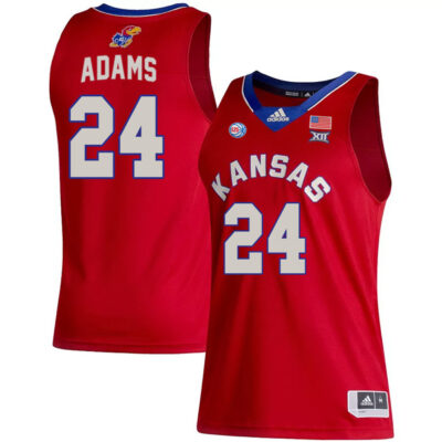 KJ Adams #24 Kansas Jayhawks College Basketball Red Game Jersey - All Stitched