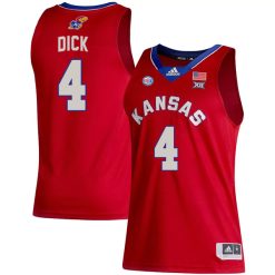 Gradey Dick #4 Kansas Jayhawks College Basketball Red Game Jersey - All Stitched