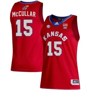 Kevin McCullar #15 Kansas Jayhawks College Basketball Red Game Jersey - All Stitched