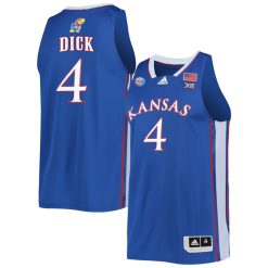 Gradey Dick #4 Kansas Jayhawks College Basketball Royal Game Jersey - All Stitched