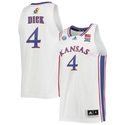 Gradey Dick #4 Kansas Jayhawks College Basketball White Game Jersey - All Stitched