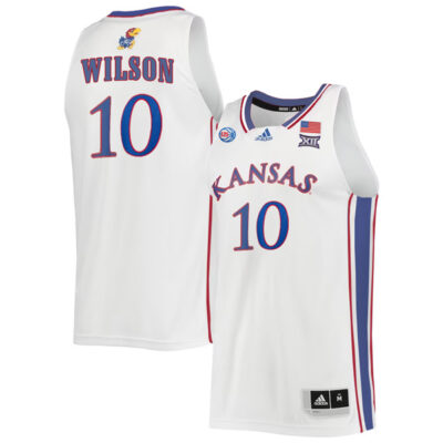 Jalen Wilson #10 Kansas Jayhawks College Basketball White Game Jersey - All Stitched