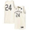 KJ Adams #24 Kansas Jayhawks College Basketball Cream Game Jersey - All Stitched