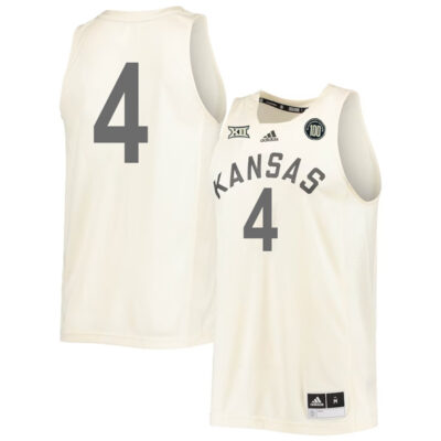 Gradey Dick #4 Kansas Jayhawks College Basketball Cream Game Jersey - All Stitched