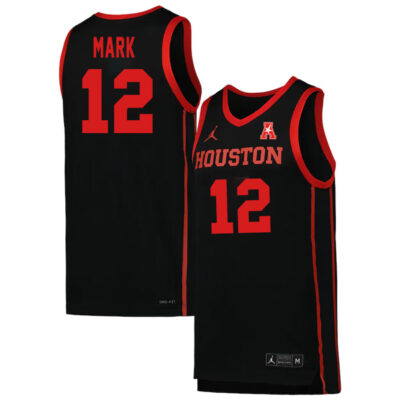 Tramon Mark #12 Houston Cougars College Basketball Black Game Jersey - All Stitched