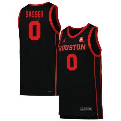 Marcus Sasser #0 Houston Cougars College Basketball Black Game Jersey - All Stitched