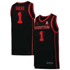 Jamal Shead #1 Houston Cougars College Basketball Black Game Jersey - All Stitched