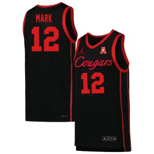 Tramon Mark #12 Houston Cougars College Basketball Black Courgar Game Jersey - All Stitched
