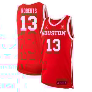 J'Wan Roberts #13 Houston Cougars College Basketball Red Game Jersey - All Stitched