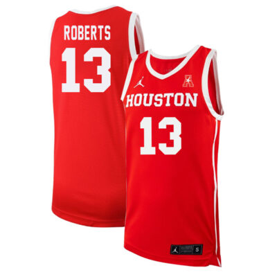 J'Wan Roberts #13 Houston Cougars College Basketball Red Game Jersey - All Stitched