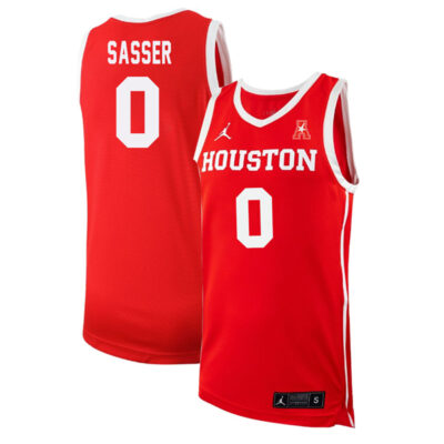 Marcus Sasser #0 Houston Cougars College Basketball Red Game Jersey - All Stitched