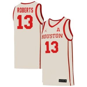 J'Wan Roberts #13 Houston Cougars College Basketball White Game Jersey - All Stitched