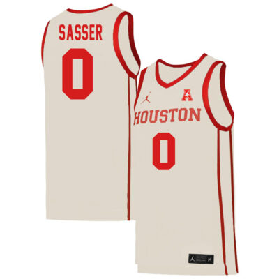 Marcus Sasser #0 Houston Cougars College Basketball White Game Jersey - All Stitched