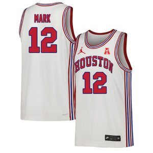 Tramon Mark #12 Houston Cougars Basketball White Throwback Jersey - All Stitched